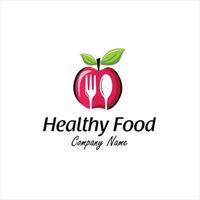 appel fruit gezond biologisch eco vegetarisch voedsel logo ontwerp vector sjabloon