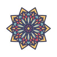 vector hand- getrokken tekening mandala. etnisch mandala met kleurrijk tribal ornament. Arabisch, Indisch, poef motieven. voor kaarten, uitnodigingen, t-shirts. vector kleur illustratie.