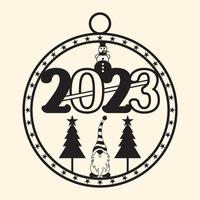 2023 Kerstmis ronde touw kader laser snee, afgeronde grens en decoratief 2023 nieuw jaar ontwerp, vector
