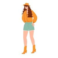 vrouw in boho kleding. modern boho verzameling met boho outfits voor kleren ontwerp. zomer stijl. hippie stijl. elegant, modern stijl. vector