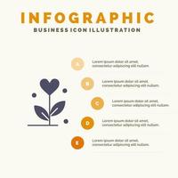 liefde bloem bruiloft hart solide icoon infographics 5 stappen presentatie achtergrond vector