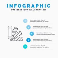 kleur pallet pantone swatch lijn icoon met 5 stappen presentatie infographics achtergrond vector