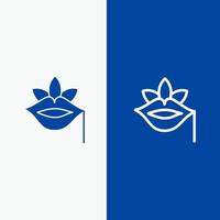 lippen bloem fabriek roos voorjaar lijn en glyph solide icoon blauw banier lijn en glyph solide icoon blauw banier vector