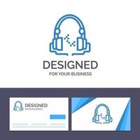 creatief bedrijf kaart en logo sjabloon koptelefoon muziek- audio hand- vrij vector illustratie