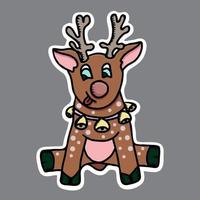 vector Kerstmis sticker. hand- getrokken schattig rendier.