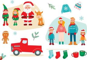 reeks van Kerstmis schattig tekens en decoraties, vector illustratie