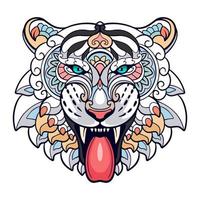 kleurrijk tijger hoofd mandala kunsten geïsoleerd Aan wit achtergrond vector