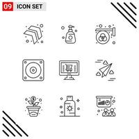 pixel perfect reeks van 9 lijn pictogrammen schets icoon reeks voor website ontwerpen en mobiel toepassingen koppel creatief zwart icoon vector achtergrond