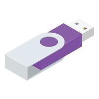 staal USB flash icoon, isometrische stijl vector