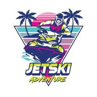 jetski racing extreem sport vector illustratie ontwerp in retro knal kleur, perfect voor evenement logo en t-shirt ontwerp