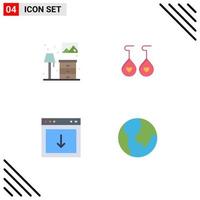 modern reeks van 4 vlak pictogrammen pictogram van huis naar beneden brok hart zuiden bewerkbare vector ontwerp elementen