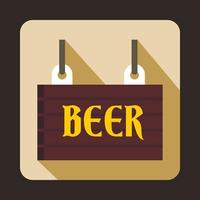 straat uithangbord van bier icoon, vlak stijl vector