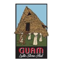 guam latte steen hut vector illustratie logo in hand- getrokken stijl, perfect voor vakantie bestemming t overhemd ontwerp