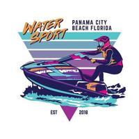 jetski racing extreem sport vector illustratie ontwerp in retro knal kleur, perfect voor evenement logo en t-shirt ontwerp