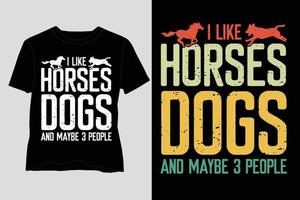 ik Leuk vinden paarden honden en kan zijn 3 mensen t-shirt ontwerp vector