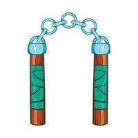 Ninja nunchaku wapen icoon, tekenfilm stijl vector