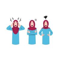reeks van hijab vrouw boos illustratie vector