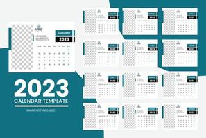 2023 nieuw jaar schoon kalender sjabloon vector