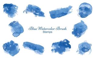 blauw waterverf borstel postzegels vector