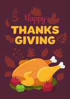 happy thanksgiving day platte vector wenskaartsjabloon