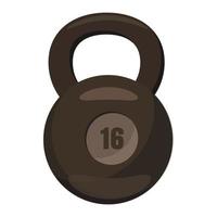 zwart kettlebell icoon, tekenfilm stijl vector