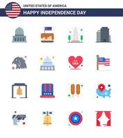 gelukkig onafhankelijkheid dag 4e juli reeks van 16 flats Amerikaans pictogram van dier kantoor Verenigde Staten van Amerika gebouw Verenigde Staten van Amerika bewerkbare Verenigde Staten van Amerika dag vector ontwerp elementen