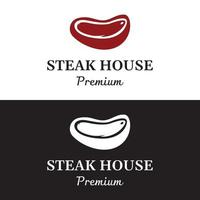 steak huis of wijnoogst vers vlees logo design.premium kwaliteit gegrild vlees.typografie insigne voor retro restaurant, bar en cafe. vector