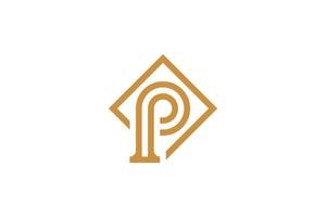 eerste p monoline logo sjabloon vector