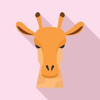 giraffe hoofd icoon, vlak stijl vector