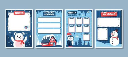 winter themed logboek sjabloon vector