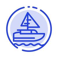 boot schip Indisch land blauw stippel lijn lijn icoon vector