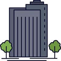 gebouw groen fabriek stad slim vlak kleur icoon vector