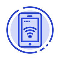 mobiel teken onderhoud Wifi blauw stippel lijn lijn icoon vector