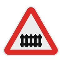 spoorweg kruispunt met een barrière icoon, vlak stijl. vector