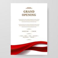 groots opening poster viering met rood kleding stof satijn zijde lint element decoratie voor luxe elegant vip Koninklijk vector