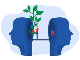 twee groot hoofd menselijk denken groei manier van denken verschillend gemaakt manier van denken concept vector