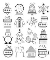 Kerstmis doodles vector set. hand- getrokken geïsoleerd winter vector elementen. Kerstmis elementen en partij decoraties set. geschikt voor decoreren geschenken, geschenk labels, etiketten, kaart, uitnodigingen.