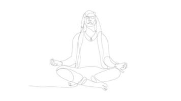mediteren Mens een lijn kunst. menselijk karakter vector illustratie. eps 10