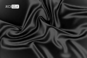 maas zwart zijde in realistisch stijl. zwart achtergrond kleding stof ontwerp. realistisch vector eps 10