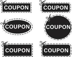 coupon schaar besnoeiing sjabloon Aan wit achtergrond. coupon stippel lijn vierkant, rechthoek, Ovaal Sjablonen. coupon Promotie uitverkoop. vlak stijl. vector