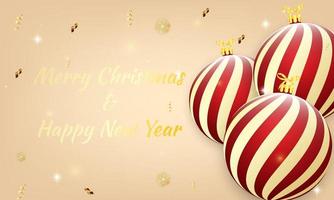 vrolijk Kerstmis en gelukkig nieuw jaar achtergrond. vrolijk Kerstmis met Kerstmis ballen en confetti. winter vakantie Kerstmis en nieuw jaar achtergrond. vector illustratie.