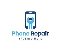 smartphone reparatie logo. cel telefoon symbool. mobiel apparaatje reparatie logo vector