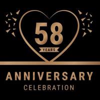 58 jaren verjaardag viering logo. verjaardag logo met gouden kleur geïsoleerd Aan zwart achtergrond, vector ontwerp voor viering, uitnodiging kaart, en groet kaart. eps10 vector illustratie