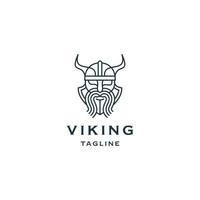 Viking hoofd lijn logo pictogram ontwerp sjabloon platte vector