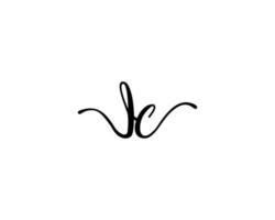 handschrift typografie jc brief logo ontwerp creatief modieus vector sjabloon.