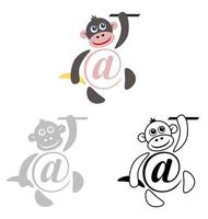 Internationale teken e-mail, dieren aap vector
