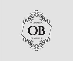 ob initialen brief bruiloft monogram logos verzameling, hand- getrokken modern minimalistisch en bloemen Sjablonen voor uitnodiging kaarten, opslaan de datum, elegant identiteit voor restaurant, boetiek, cafe in vector