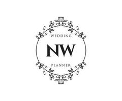 nw initialen brief bruiloft monogram logos verzameling, hand- getrokken modern minimalistisch en bloemen Sjablonen voor uitnodiging kaarten, opslaan de datum, elegant identiteit voor restaurant, boetiek, cafe in vector