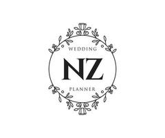 nz initialen brief bruiloft monogram logos verzameling, hand- getrokken modern minimalistisch en bloemen Sjablonen voor uitnodiging kaarten, opslaan de datum, elegant identiteit voor restaurant, boetiek, cafe in vector