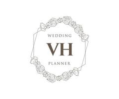 vh initialen brief bruiloft monogram logos verzameling, hand- getrokken modern minimalistisch en bloemen Sjablonen voor uitnodiging kaarten, opslaan de datum, elegant identiteit voor restaurant, boetiek, cafe in vector